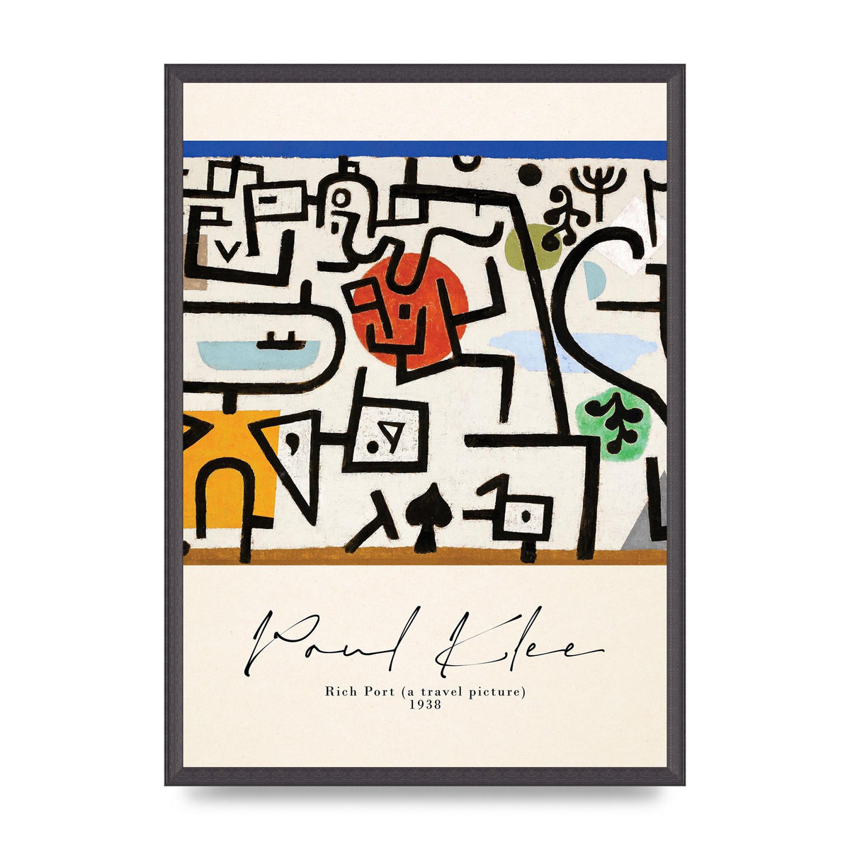Paul Klee Rich Port A Travel Picture 1938 Printed Poster - A2 framed