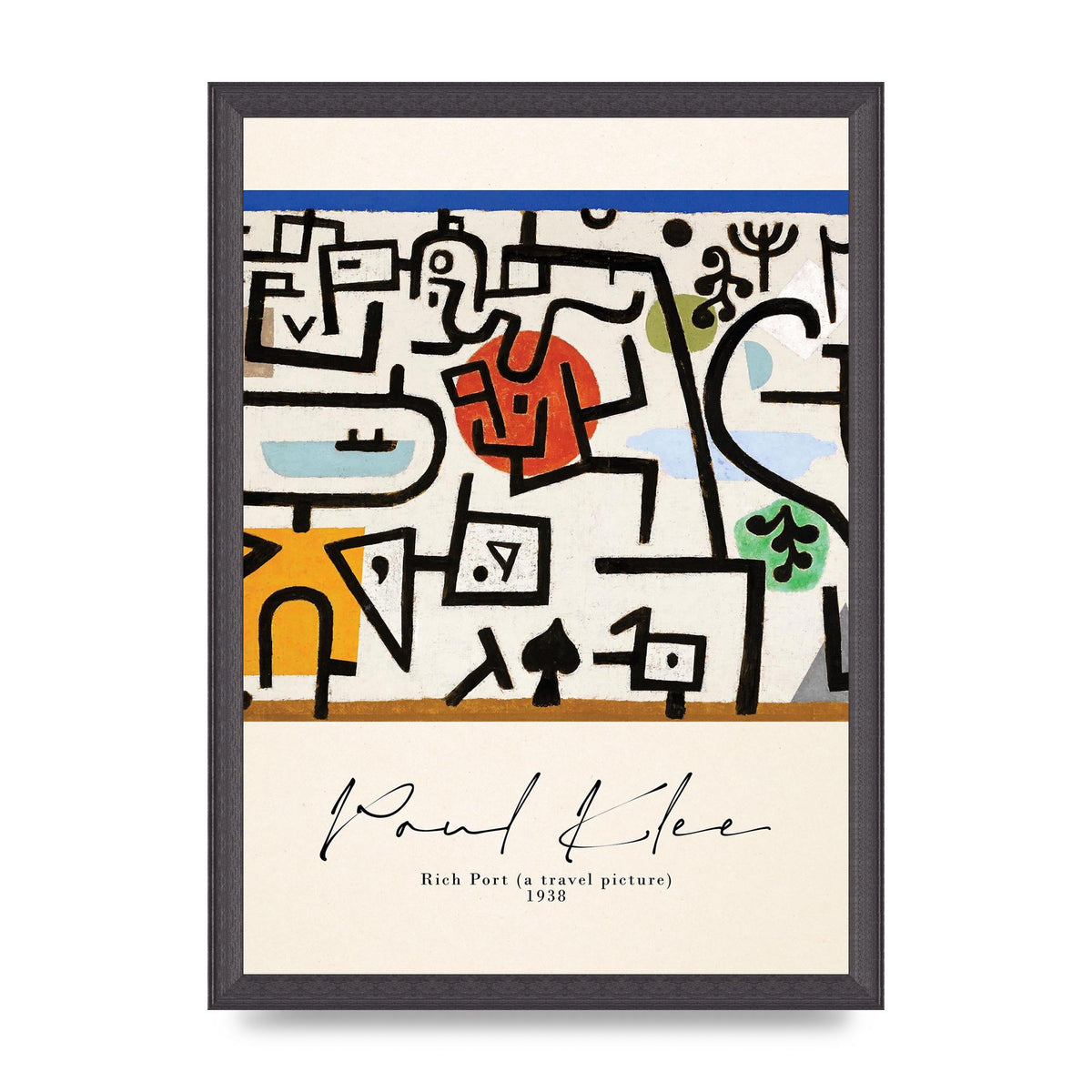 Paul Klee Rich Port A Travel Picture 1938 Printed Poster - A3 framed