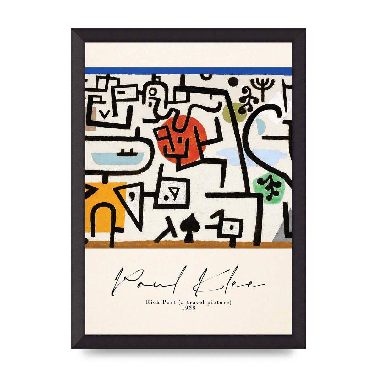 Paul Klee Rich Port A Travel Picture 1938 Printed Poster - A3 framed