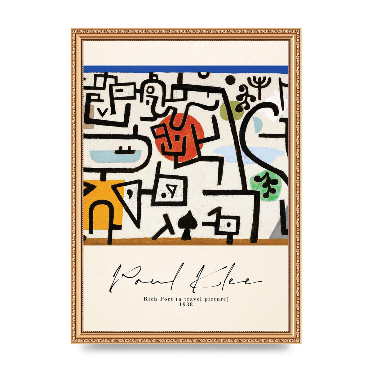 Paul Klee Rich Port A Travel Picture 1938 Printed Poster - A3 framed
