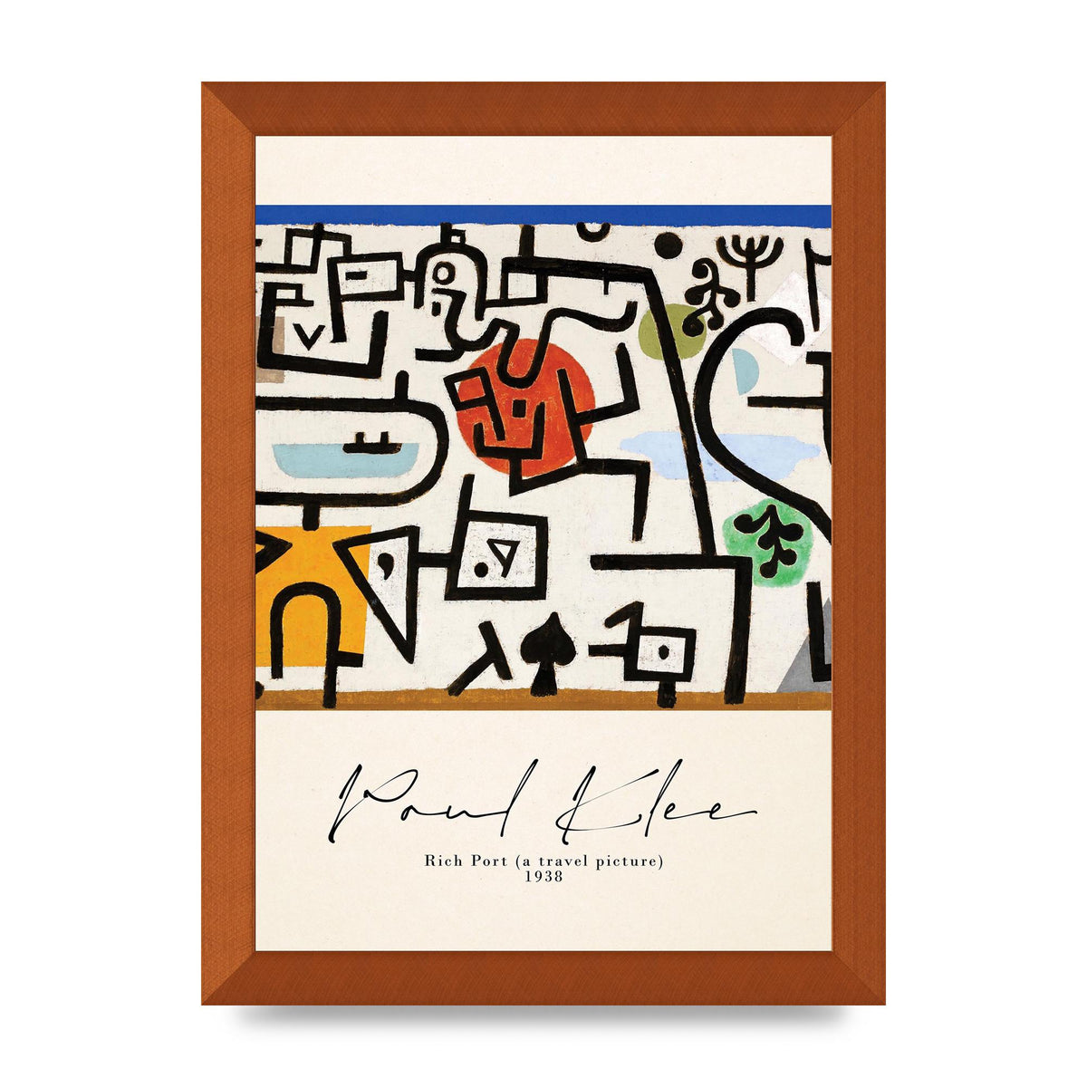 Paul Klee Rich Port A Travel Picture 1938 Printed Poster - A4 framed
