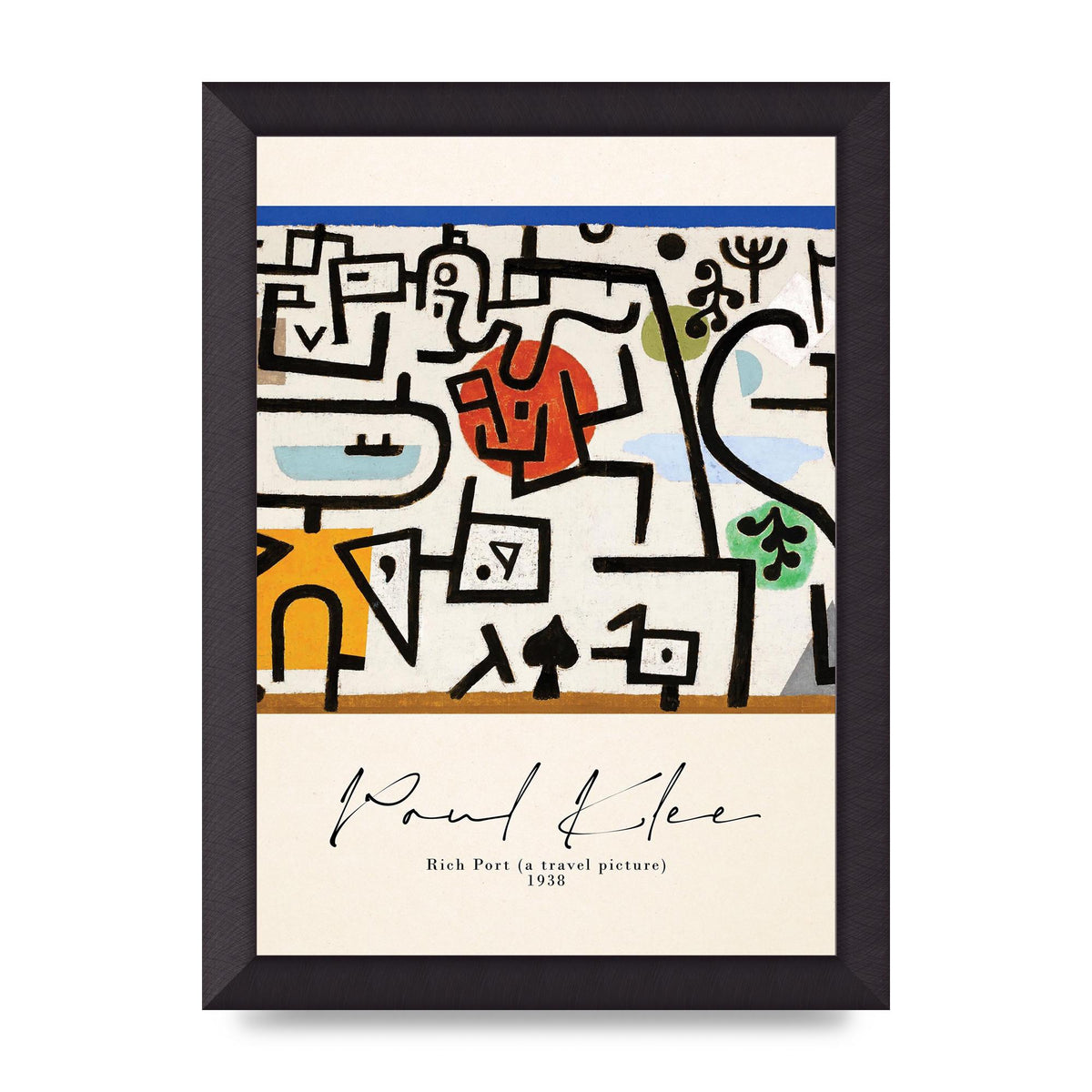 Paul Klee Rich Port A Travel Picture 1938 Printed Poster - A4 framed