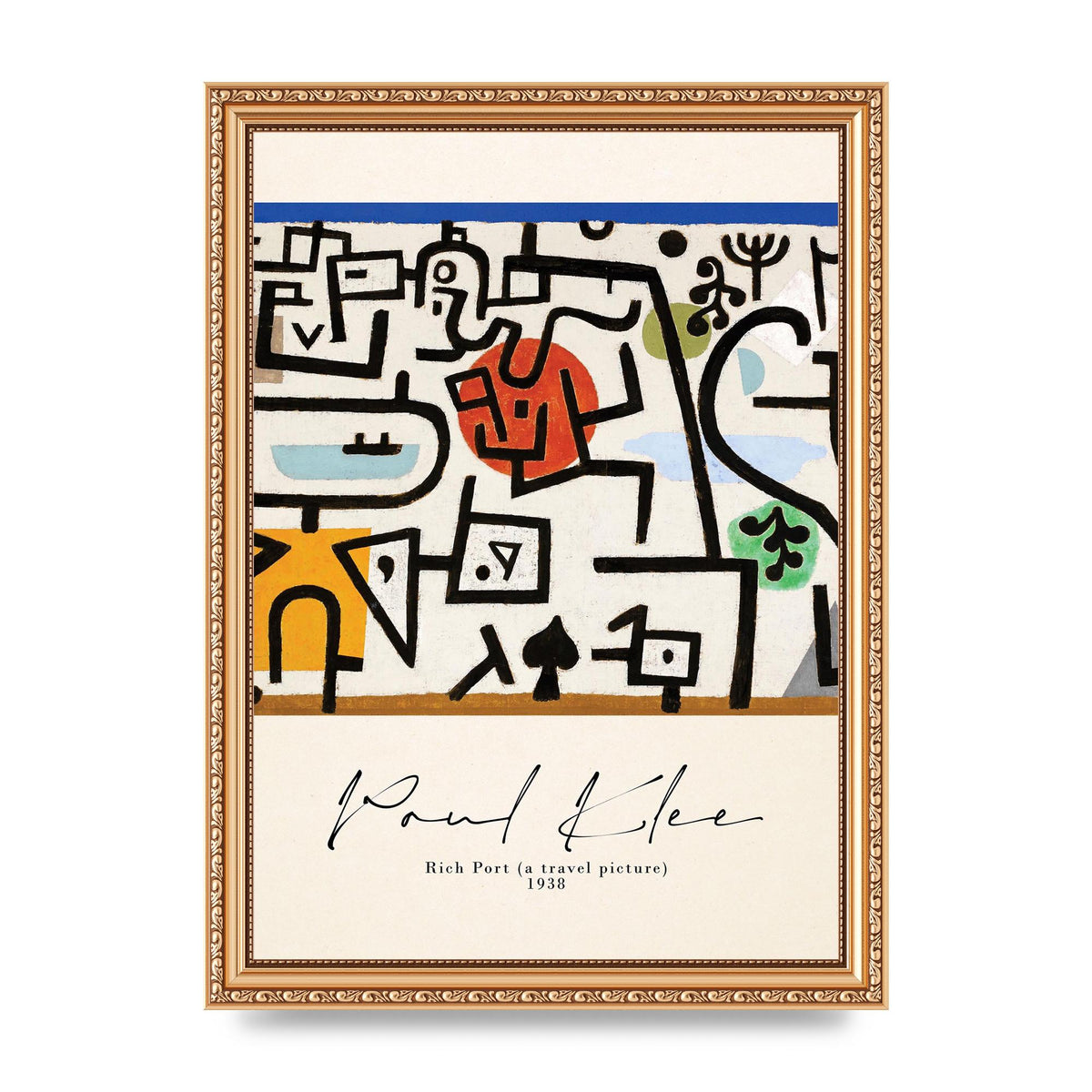 Paul Klee Rich Port A Travel Picture 1938 Printed Poster - A4 framed