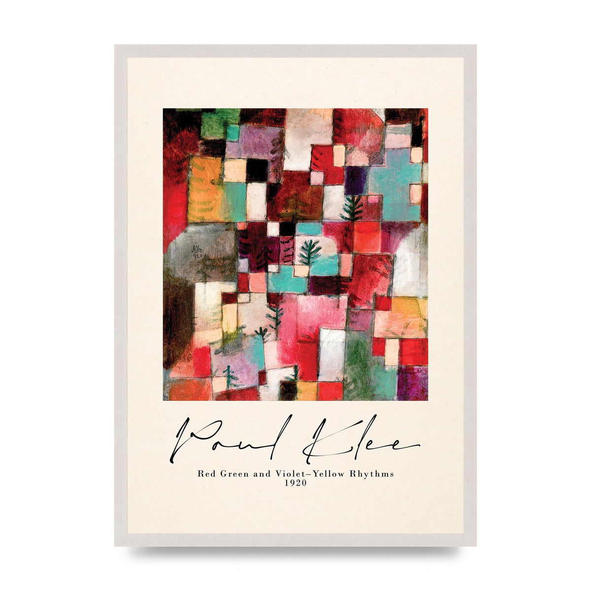 Paul Klee Red Green And Violet Yellow Rhythms 1920 Wall Art - A2 framed