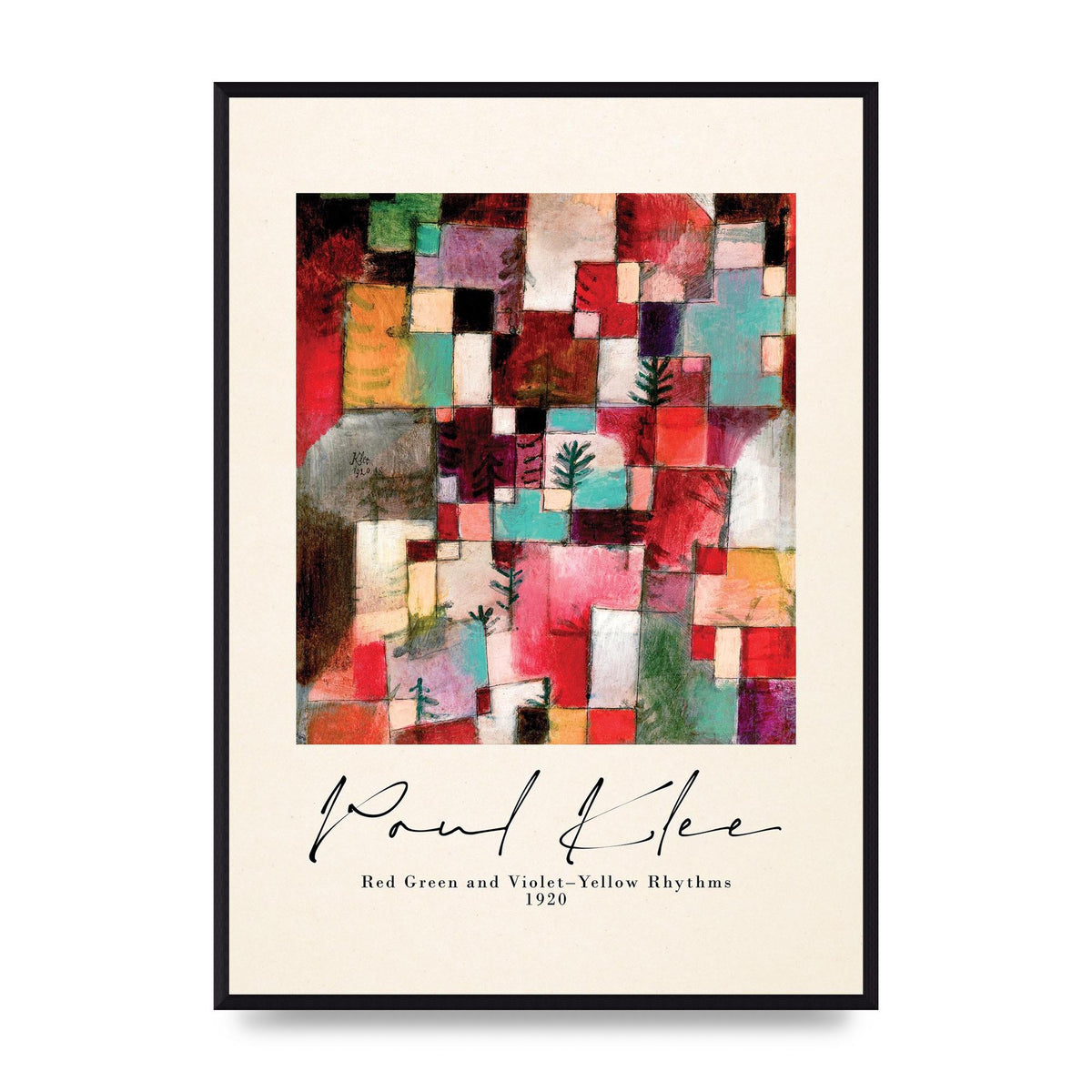 Paul Klee Red Green And Violet Yellow Rhythms 1920 Wall Art - A2 framed