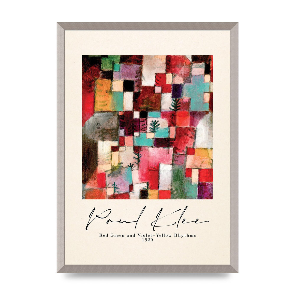 Paul Klee Red Green And Violet Yellow Rhythms 1920 Wall Art - A2 framed