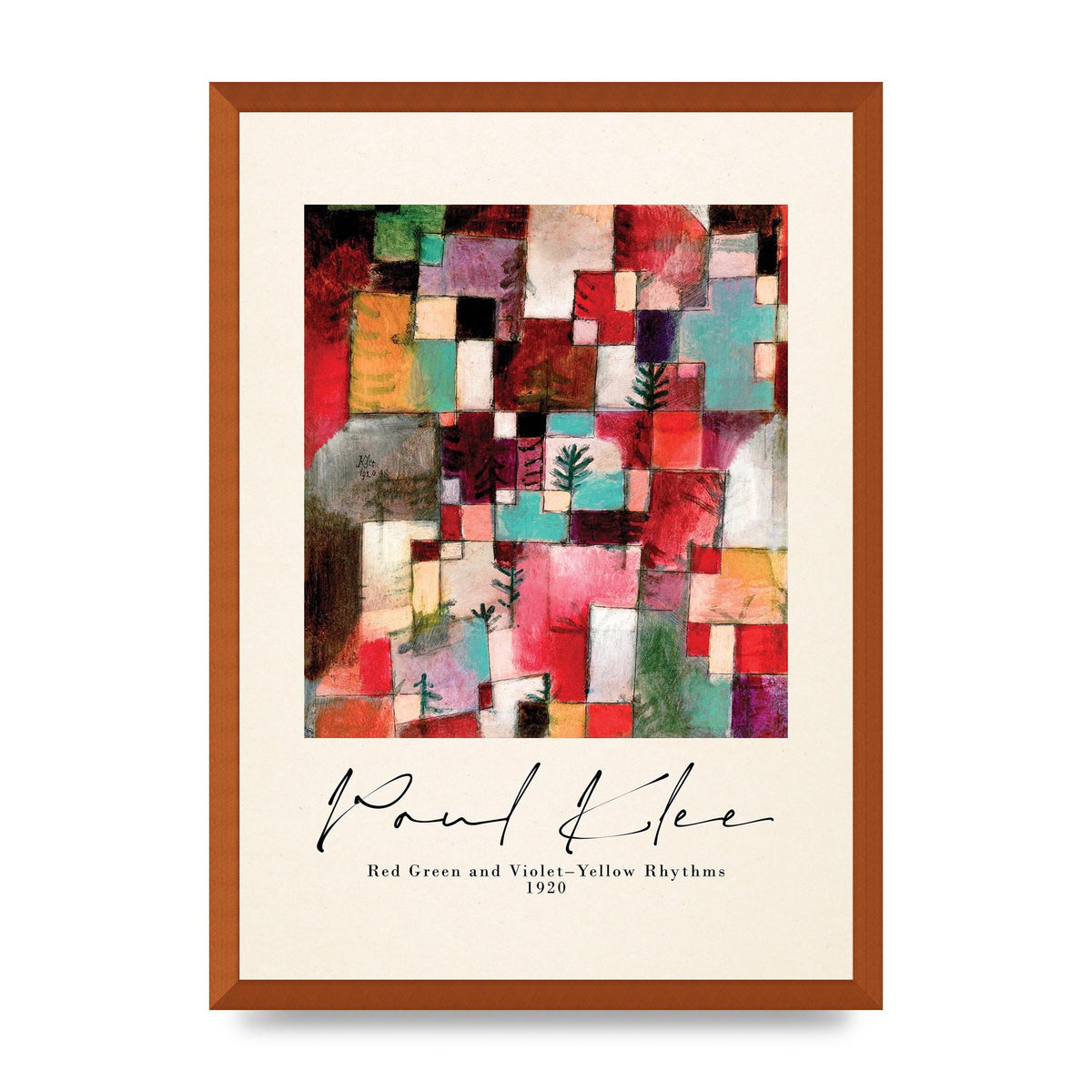 Paul Klee Red Green And Violet Yellow Rhythms 1920 Wall Art - A2 framed