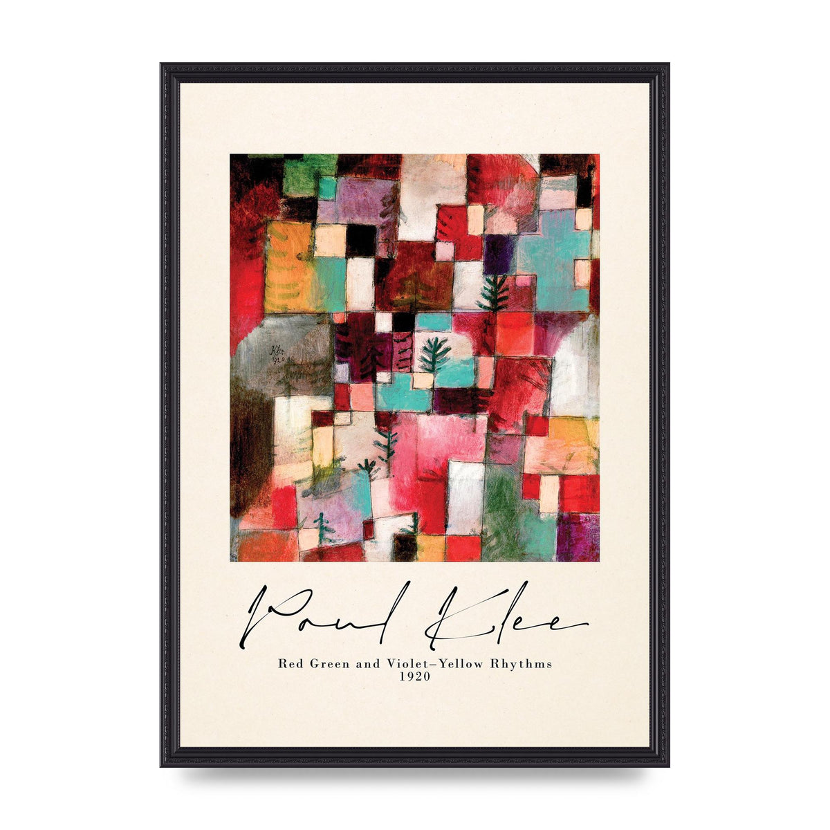 Paul Klee Red Green And Violet Yellow Rhythms 1920 Wall Art - A2 framed