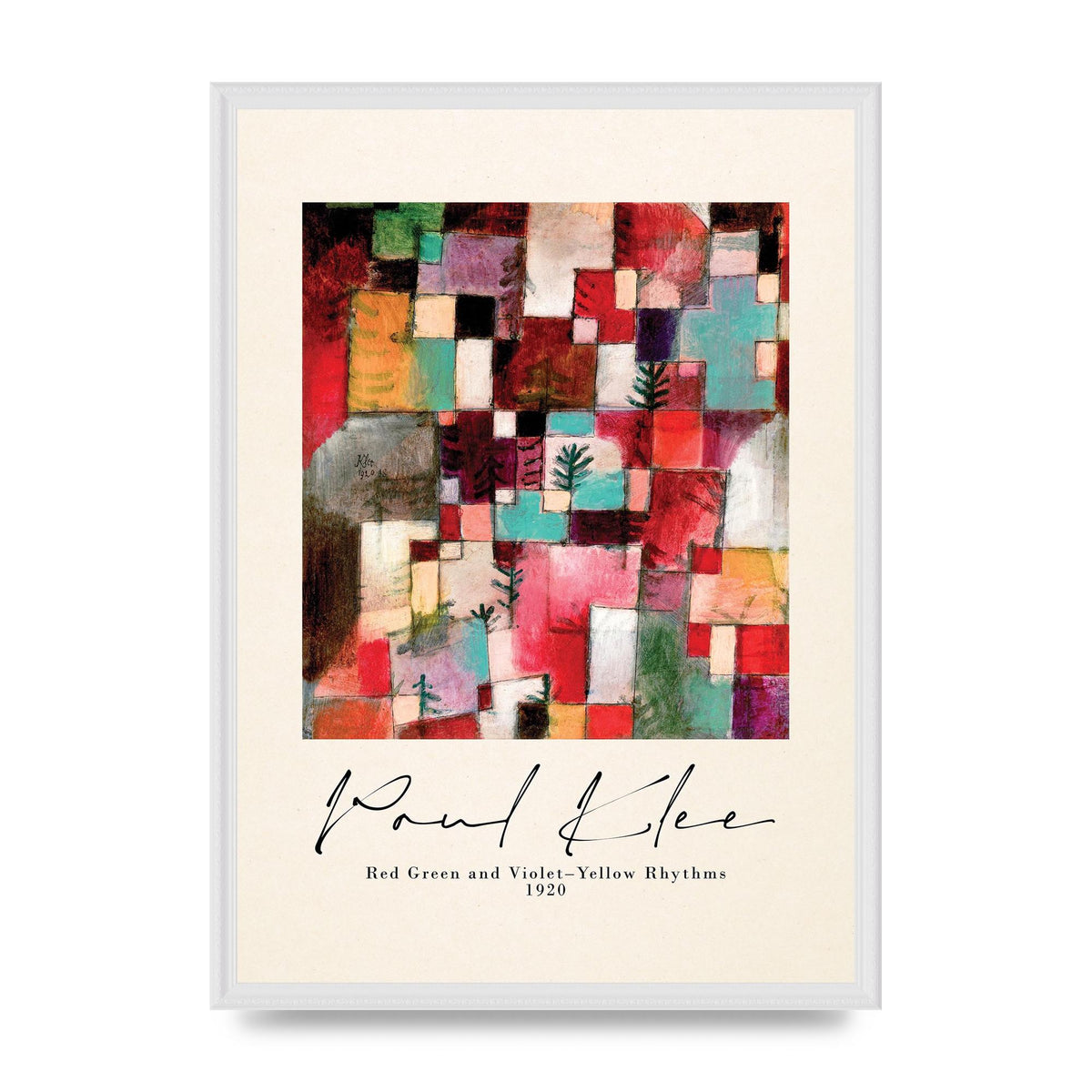 Paul Klee Red Green And Violet Yellow Rhythms 1920 Wall Art - A2 framed