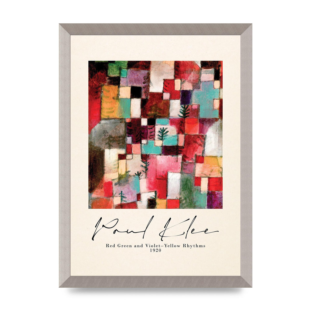 Paul Klee Red Green And Violet Yellow Rhythms 1920 Wall Art - A3 framed