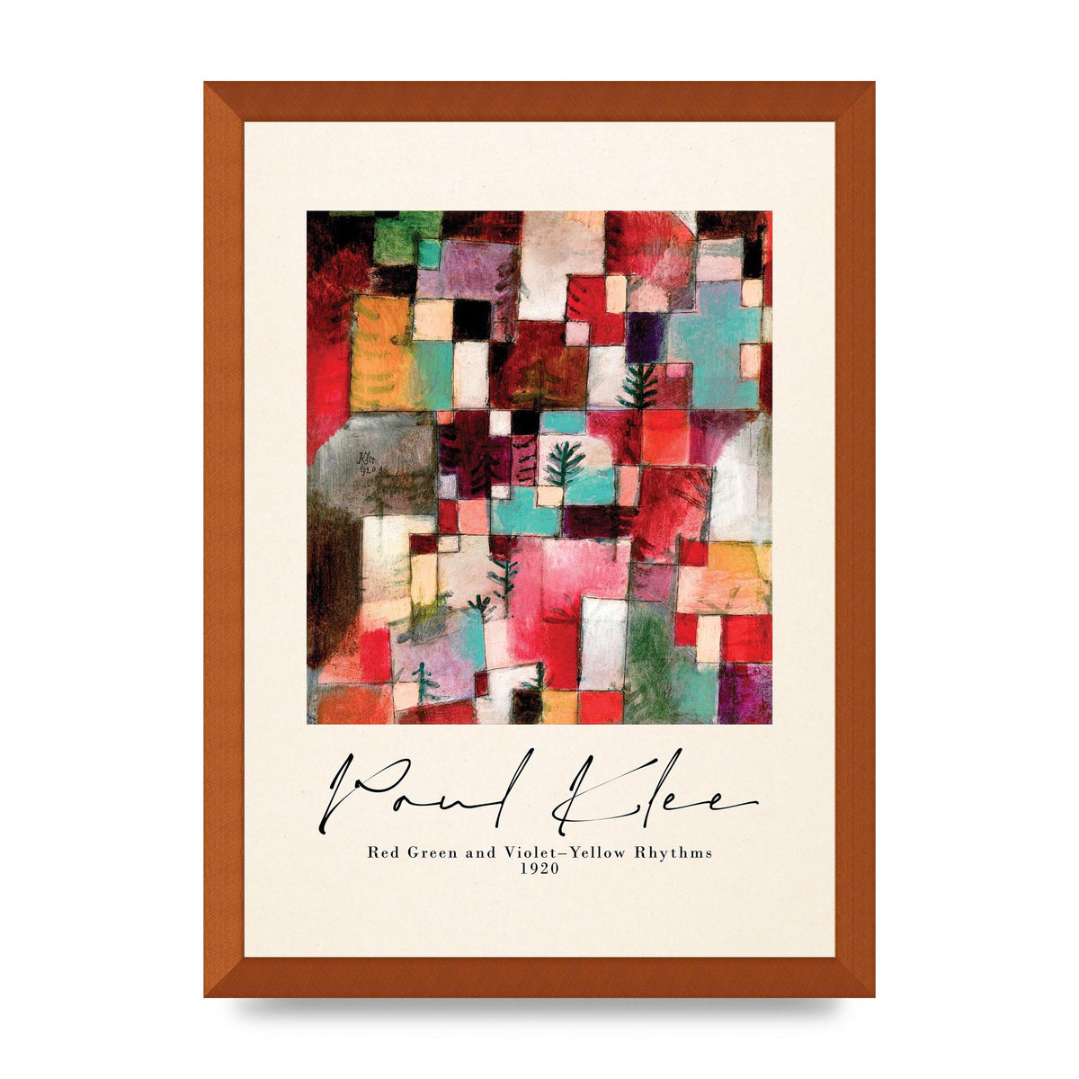 Paul Klee Red Green And Violet Yellow Rhythms 1920 Wall Art - A3 framed
