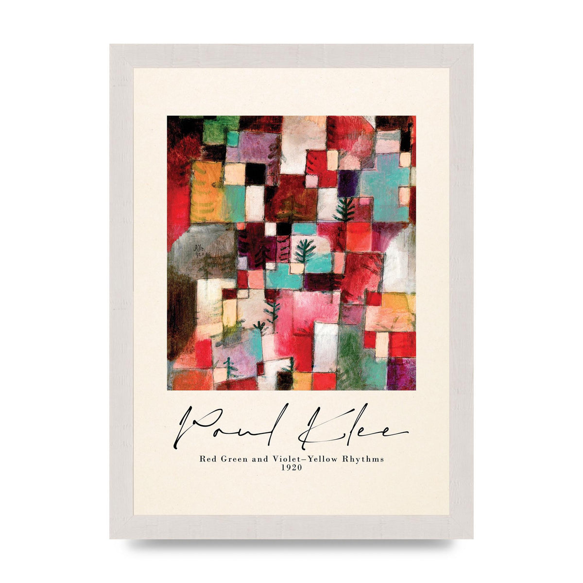 Paul Klee Red Green And Violet Yellow Rhythms 1920 Wall Art - A4 framed