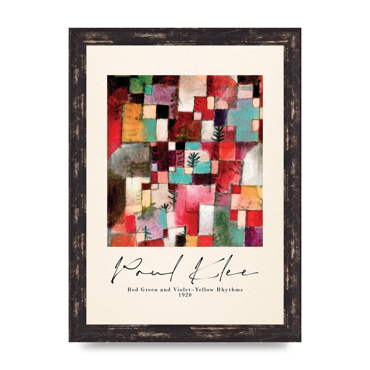 Paul Klee Red Green And Violet Yellow Rhythms 1920 Wall Art - A4 framed
