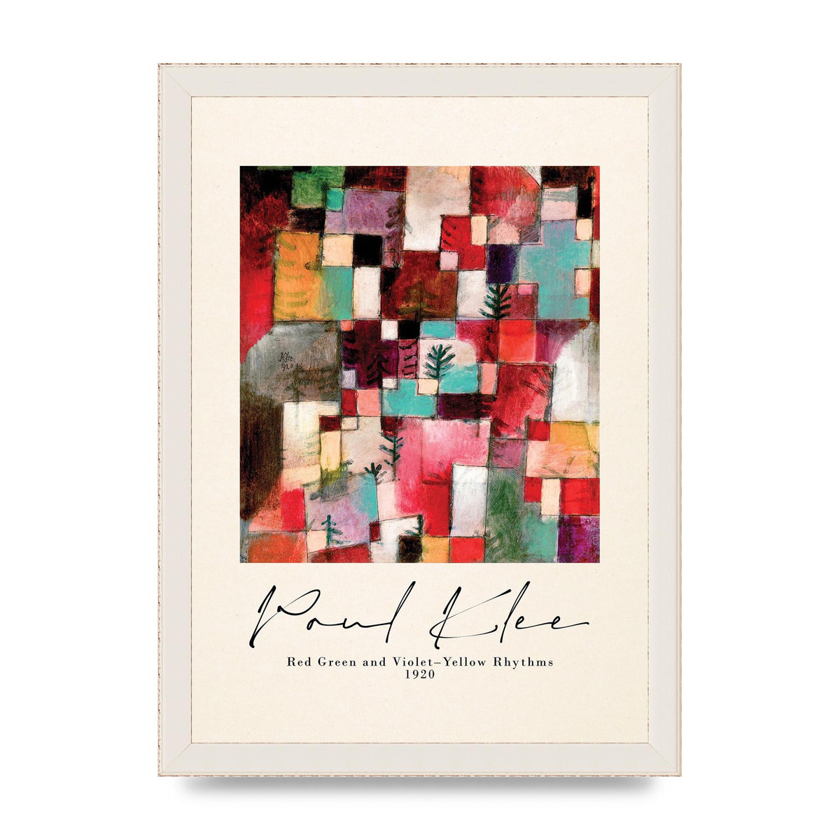 Paul Klee Red Green And Violet Yellow Rhythms 1920 Wall Art - A4 framed