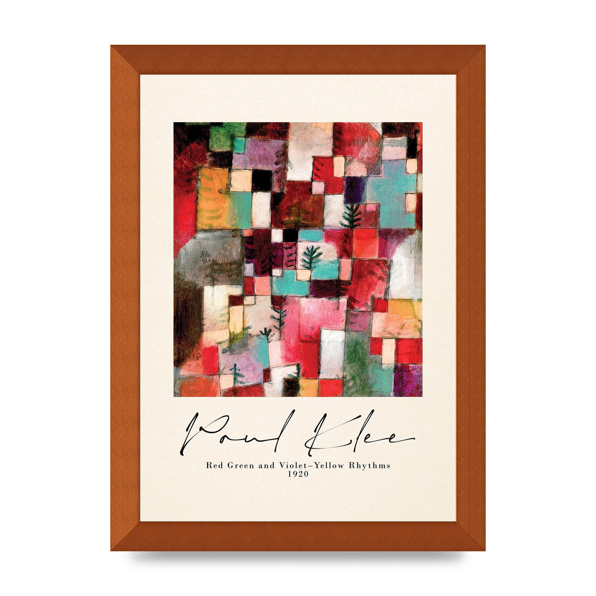 Paul Klee Red Green And Violet Yellow Rhythms 1920 Wall Art - A4 framed