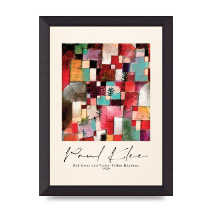 Paul Klee Red Green And Violet Yellow Rhythms 1920 Wall Art - A4 framed