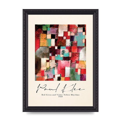 Paul Klee Red Green And Violet Yellow Rhythms 1920 Wall Art - A4 framed