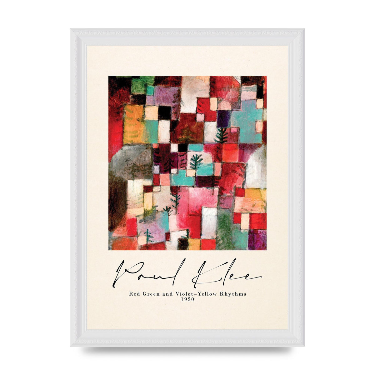 Paul Klee Red Green And Violet Yellow Rhythms 1920 Wall Art - A4 framed