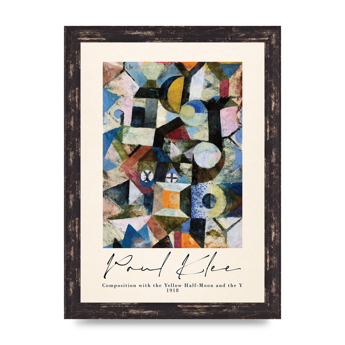 Paul Klee Composition With The Yellow Half Moon And The Y 1918 Wall Art - A4 framed