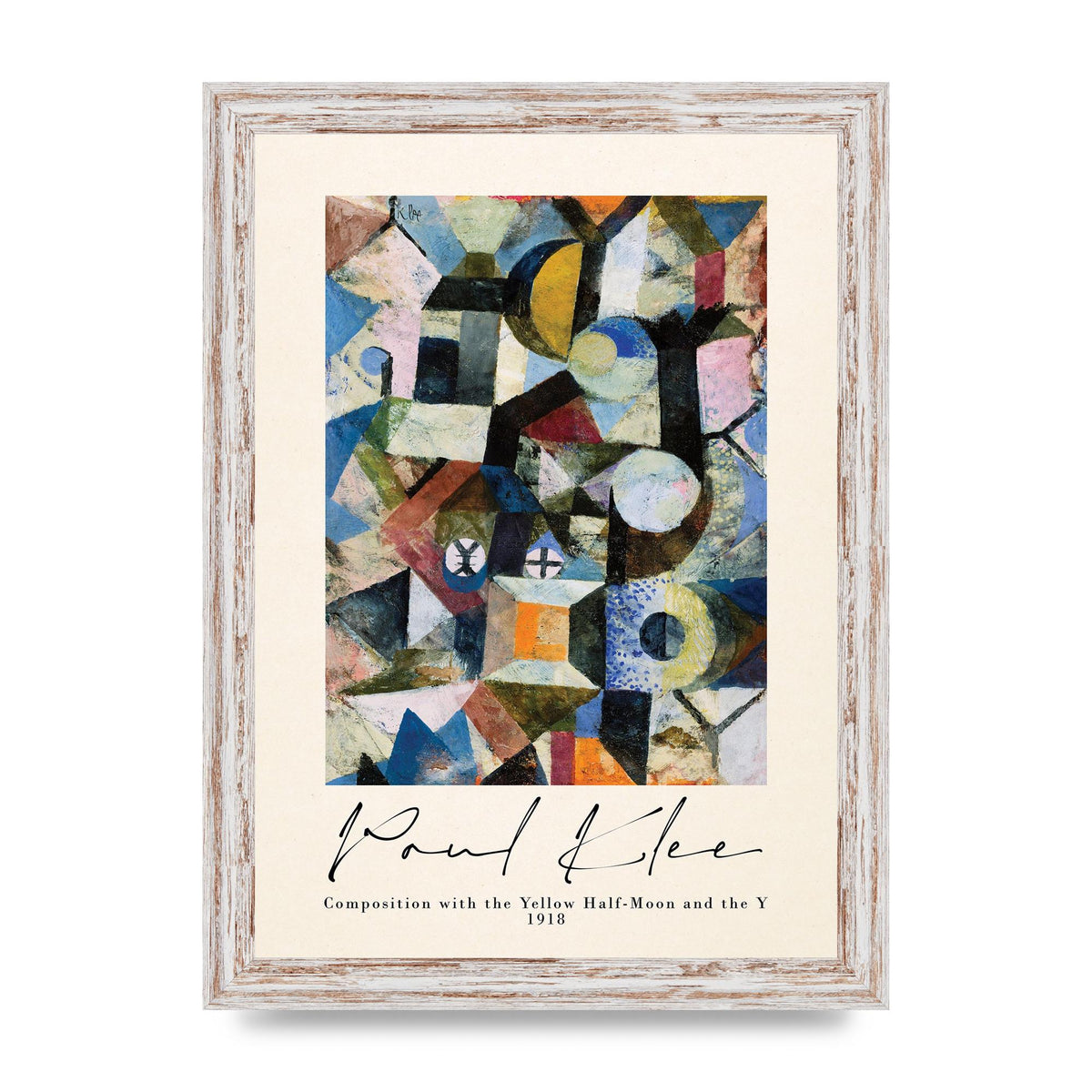 Paul Klee Composition With The Yellow Half Moon And The Y 1918 Wall Art - A4 framed