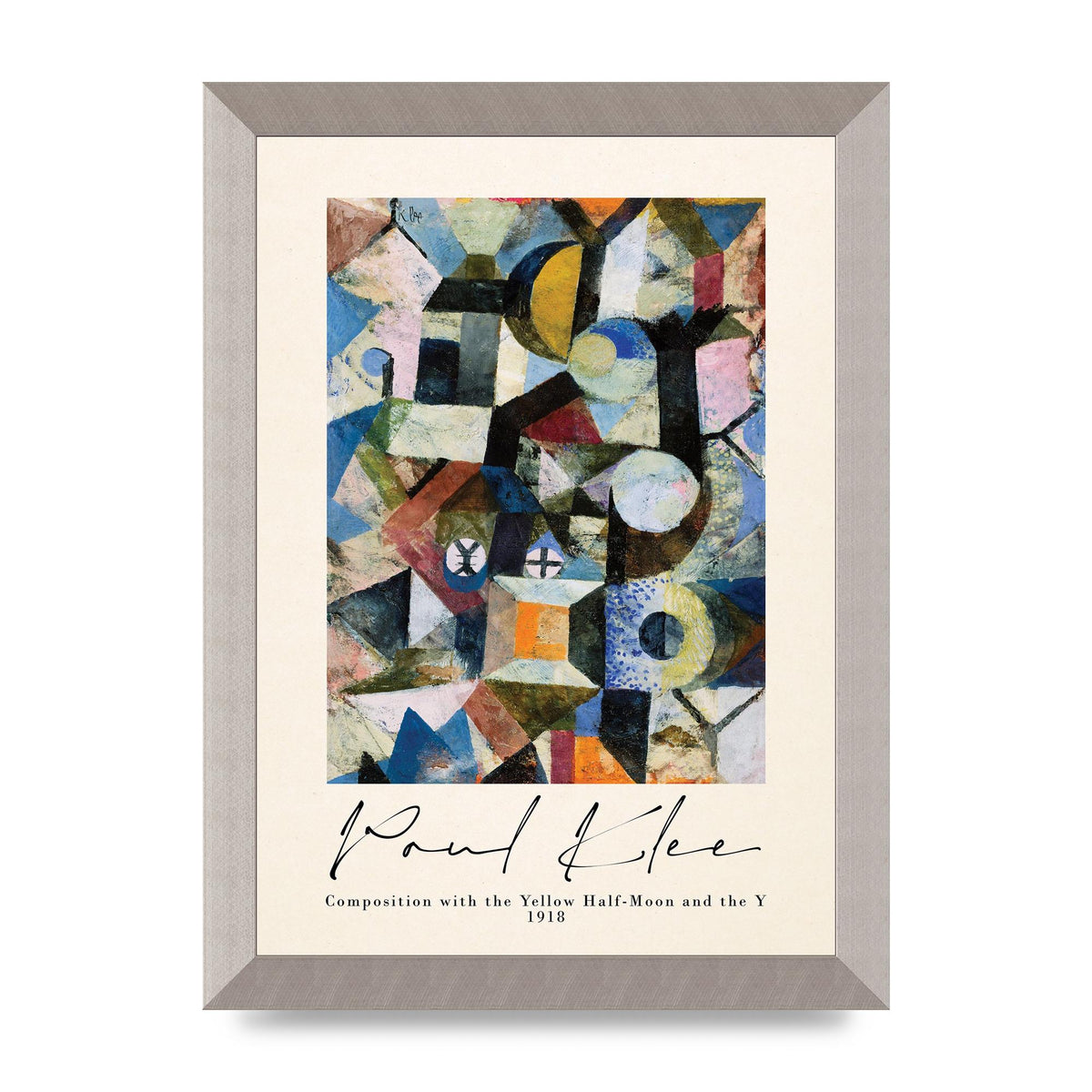 Paul Klee Composition With The Yellow Half Moon And The Y 1918 Wall Art - A4 framed