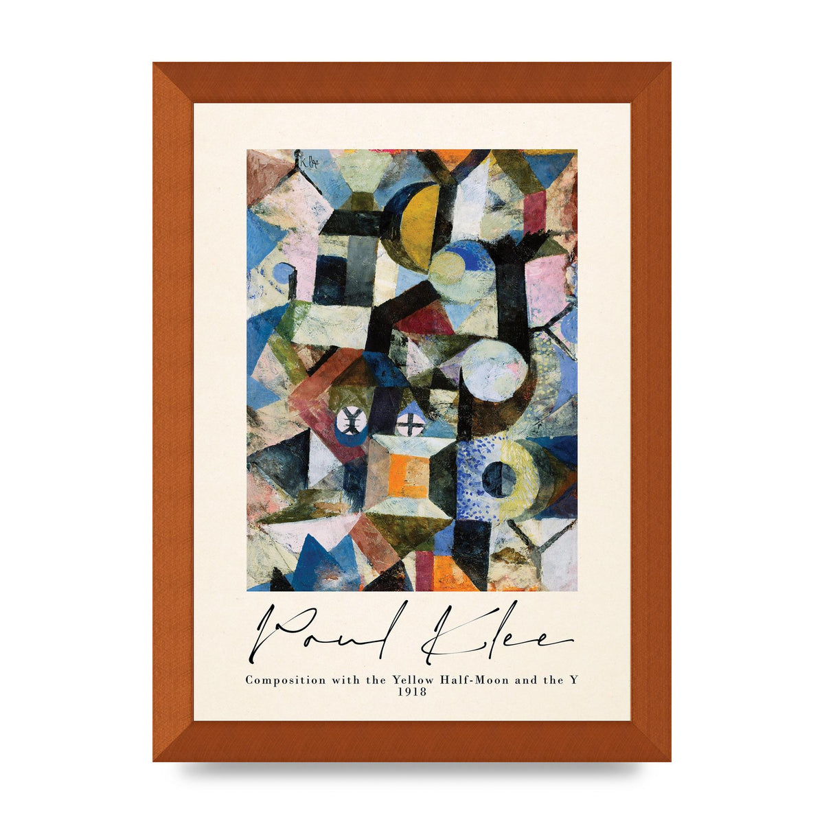 Paul Klee Composition With The Yellow Half Moon And The Y 1918 Wall Art - A4 framed