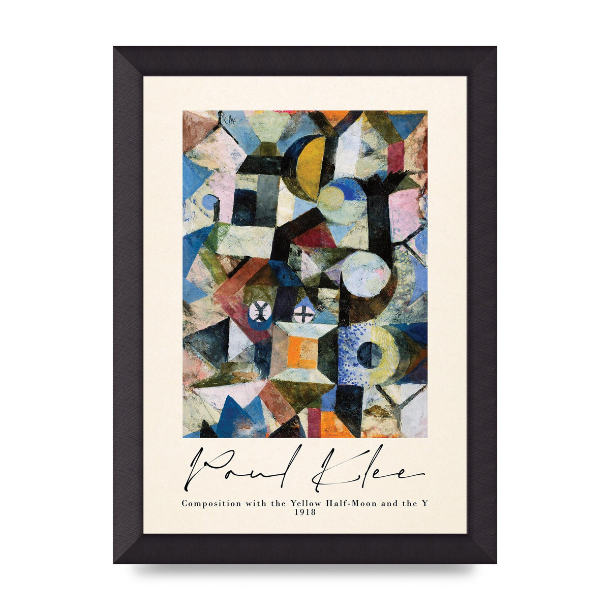 Paul Klee Composition With The Yellow Half Moon And The Y 1918 Wall Art - A4 framed
