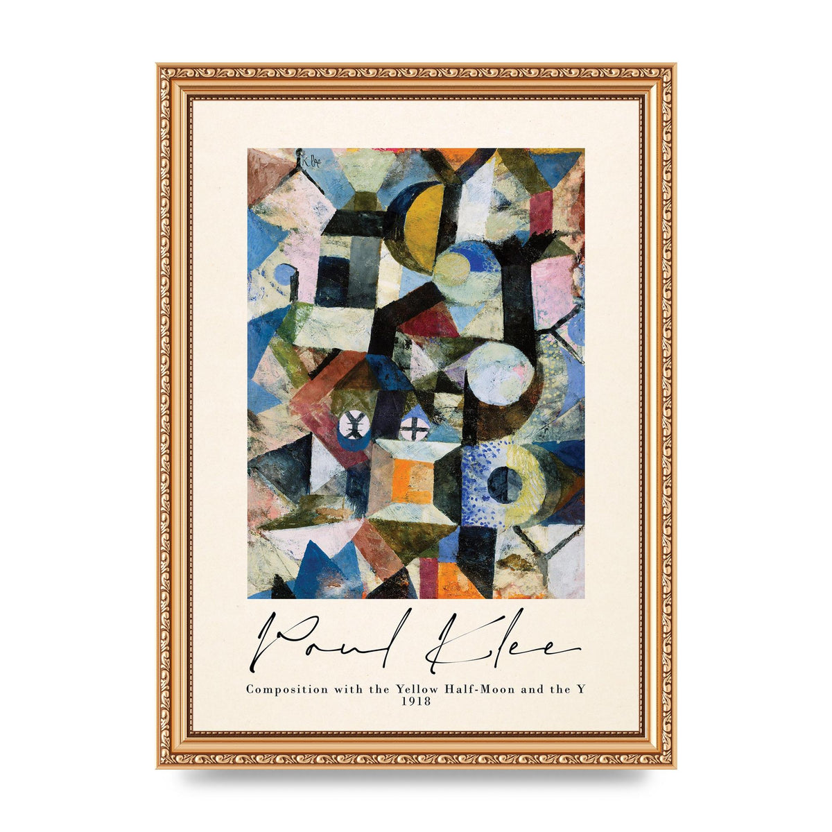 Paul Klee Composition With The Yellow Half Moon And The Y 1918 Wall Art - A4 framed