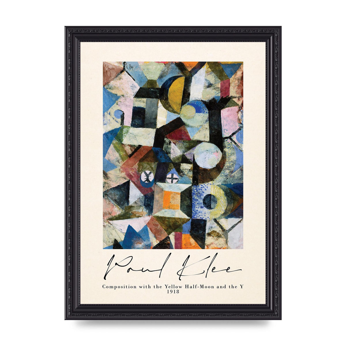 Paul Klee Composition With The Yellow Half Moon And The Y 1918 Wall Art - A4 framed
