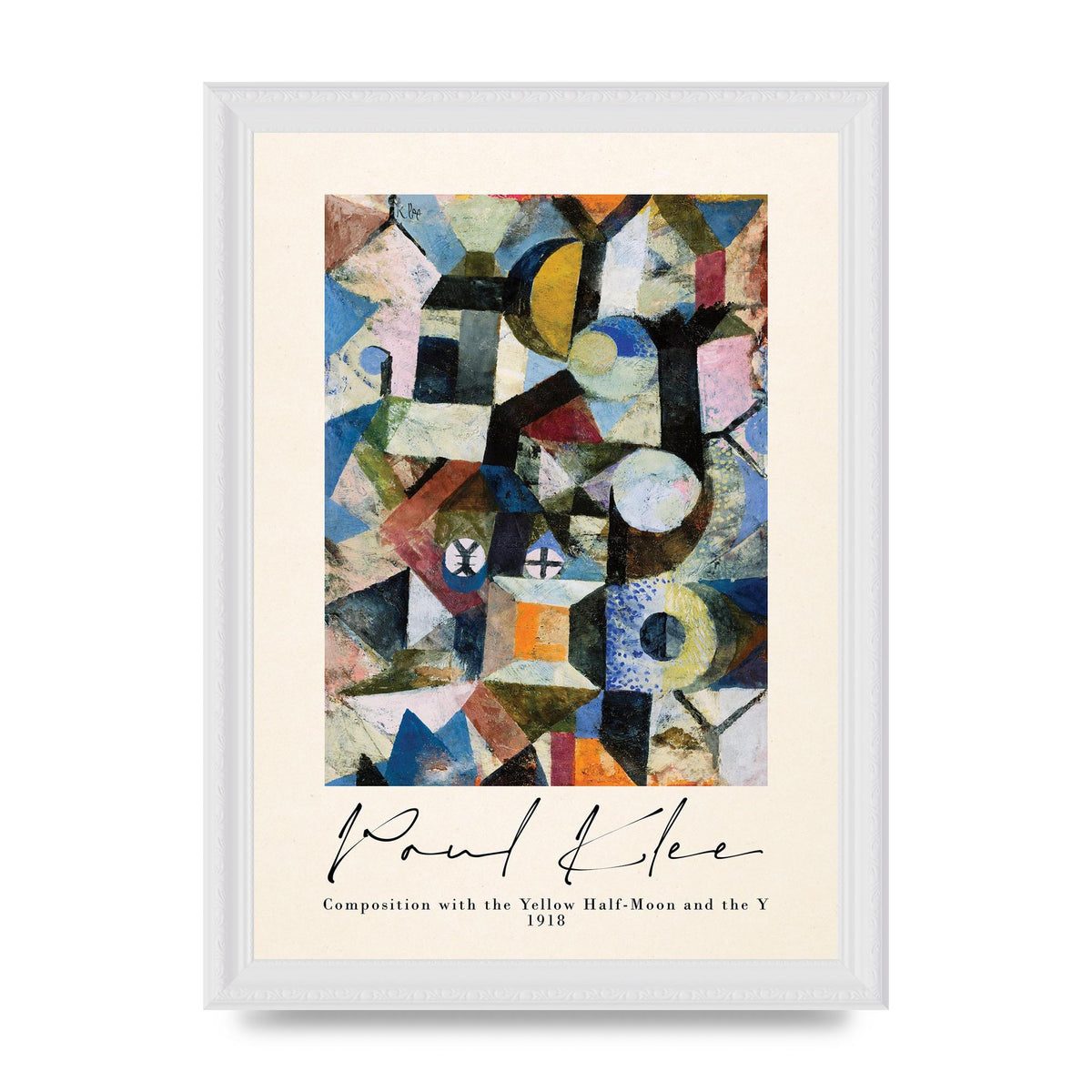 Paul Klee Composition With The Yellow Half Moon And The Y 1918 Wall Art - A4 framed
