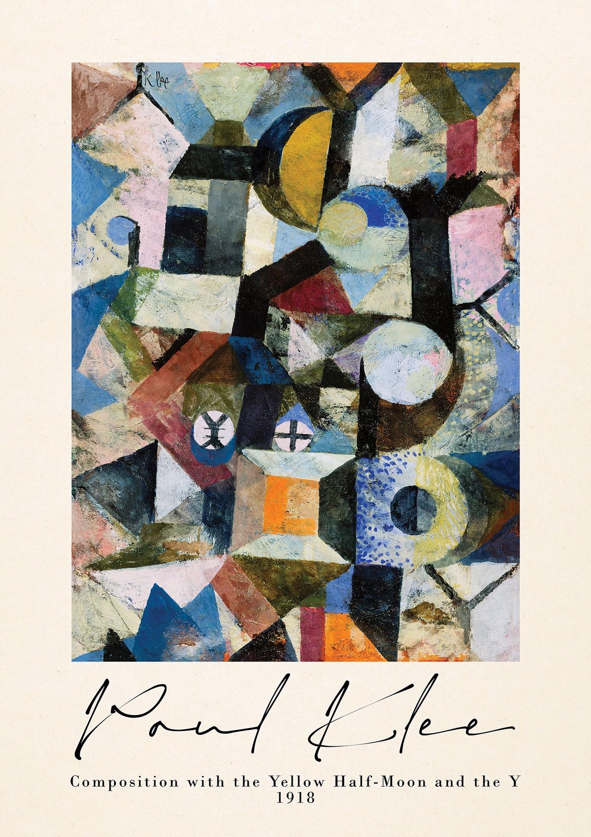 Paul Klee Composition With The Yellow Half Moon And The Y 1918 Wall Art - detail