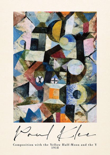 Paul Klee Composition With The Yellow Half Moon And The Y 1918 Wall Art - detail