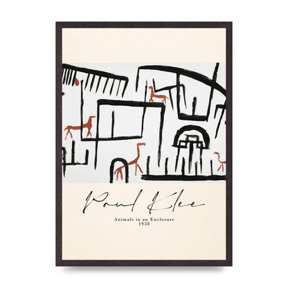 Paul Klee Animals In An Enclosure 1938 Printed Poster - A2 framed