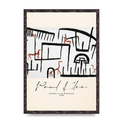 Paul Klee Animals In An Enclosure 1938 Printed Poster - A2 framed