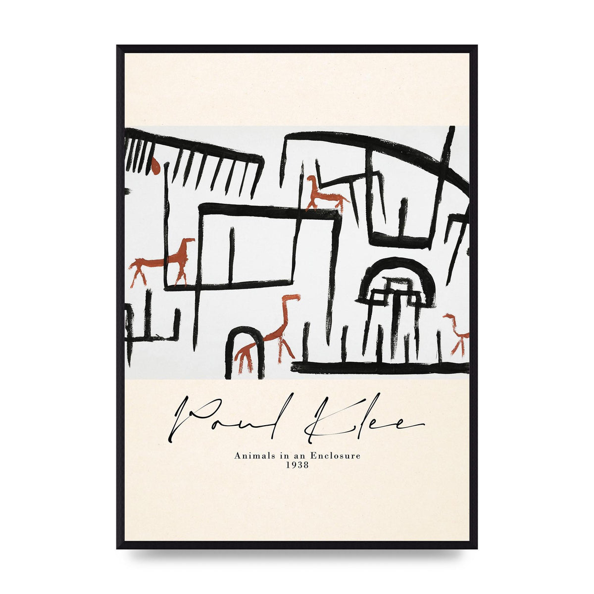 Paul Klee Animals In An Enclosure 1938 Printed Poster - A2 framed