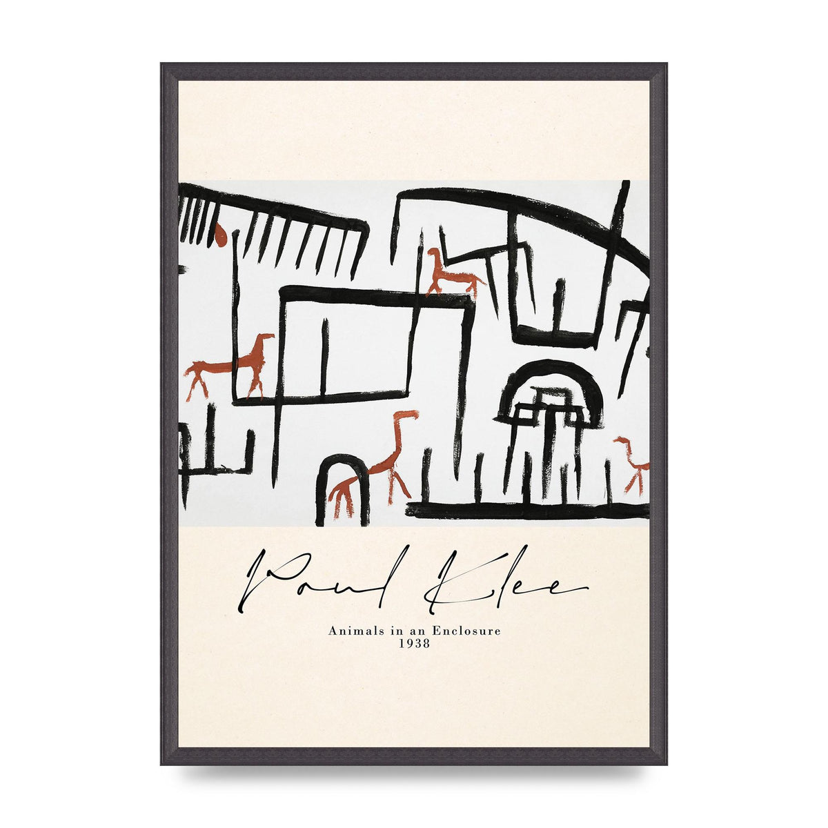 Paul Klee Animals In An Enclosure 1938 Printed Poster - A2 framed