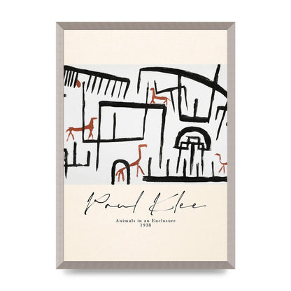 Paul Klee Animals In An Enclosure 1938 Printed Poster - A2 framed