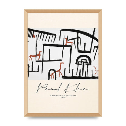 Paul Klee Animals In An Enclosure 1938 Printed Poster - A2 framed