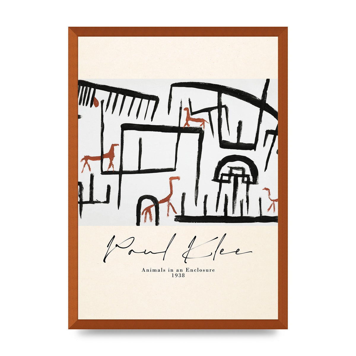 Paul Klee Animals In An Enclosure 1938 Printed Poster - A2 framed