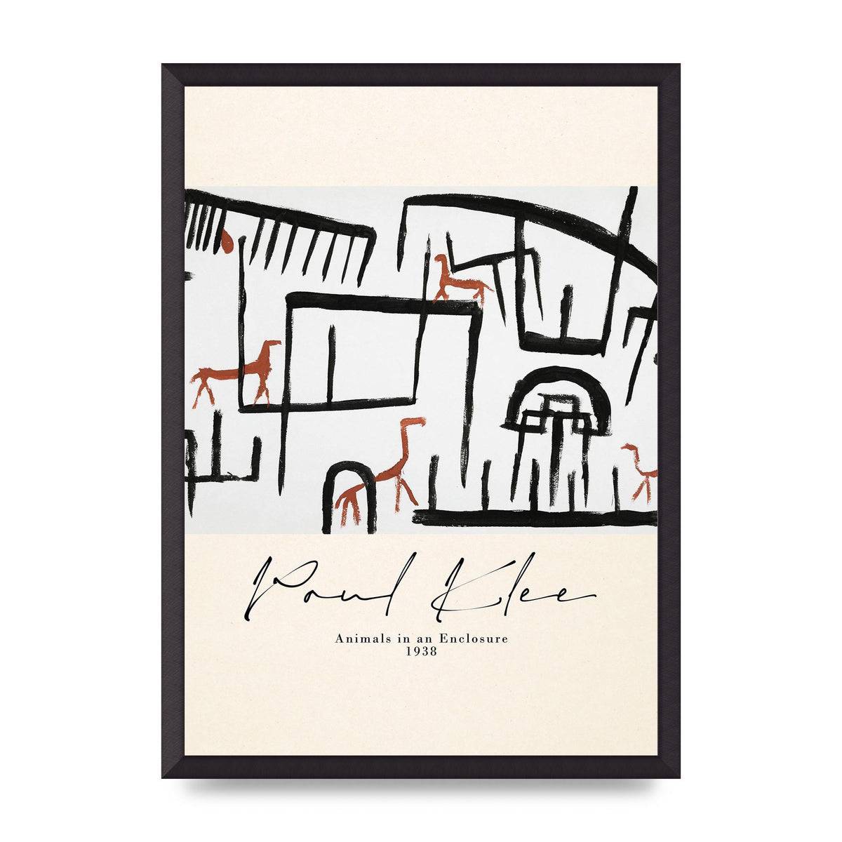 Paul Klee Animals In An Enclosure 1938 Printed Poster - A2 framed