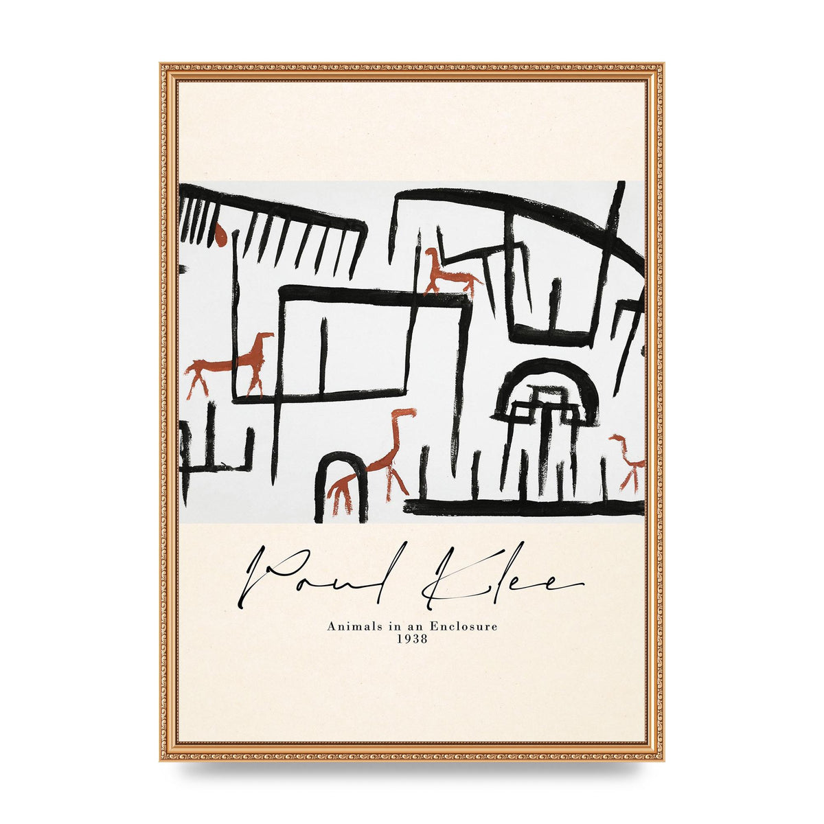 Paul Klee Animals In An Enclosure 1938 Printed Poster - A2 framed