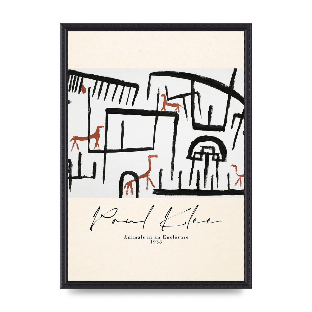 Paul Klee Animals In An Enclosure 1938 Printed Poster - A2 framed