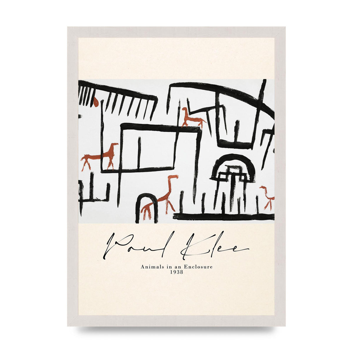 Paul Klee Animals In An Enclosure 1938 Printed Poster - A3 framed
