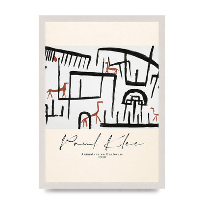 Paul Klee Animals In An Enclosure 1938 Printed Poster - A3 framed