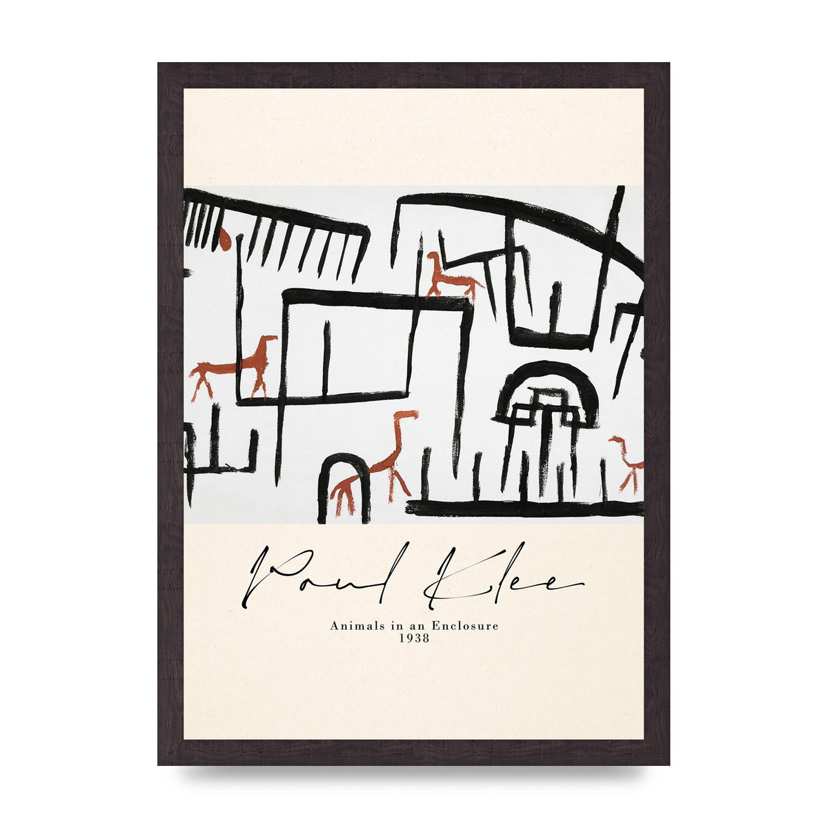 Paul Klee Animals In An Enclosure 1938 Printed Poster - A3 framed