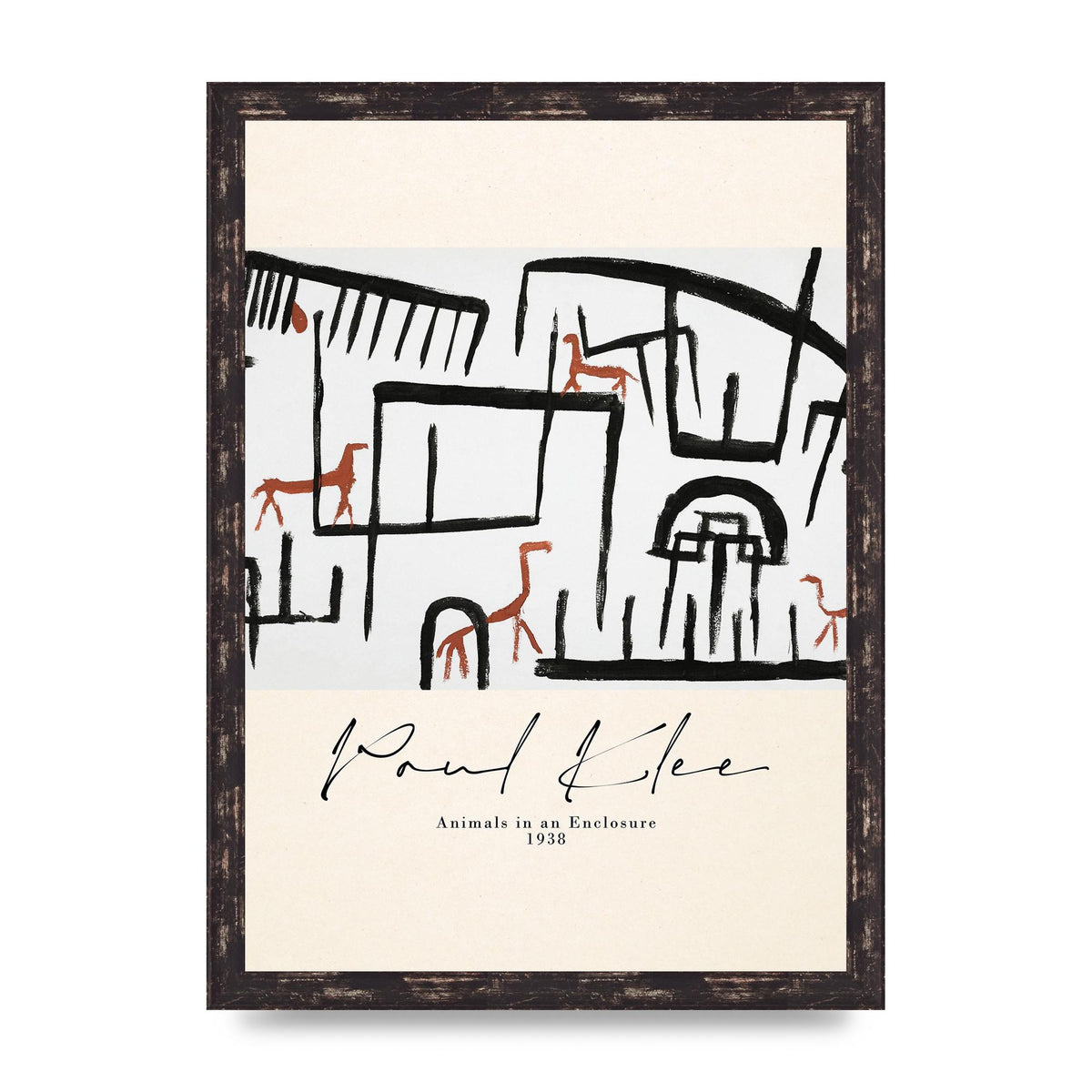 Paul Klee Animals In An Enclosure 1938 Printed Poster - A3 framed