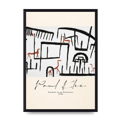 Paul Klee Animals In An Enclosure 1938 Printed Poster - A3 framed