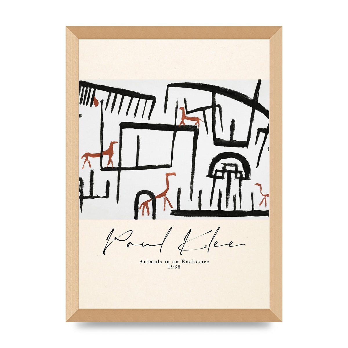 Paul Klee Animals In An Enclosure 1938 Printed Poster - A3 framed