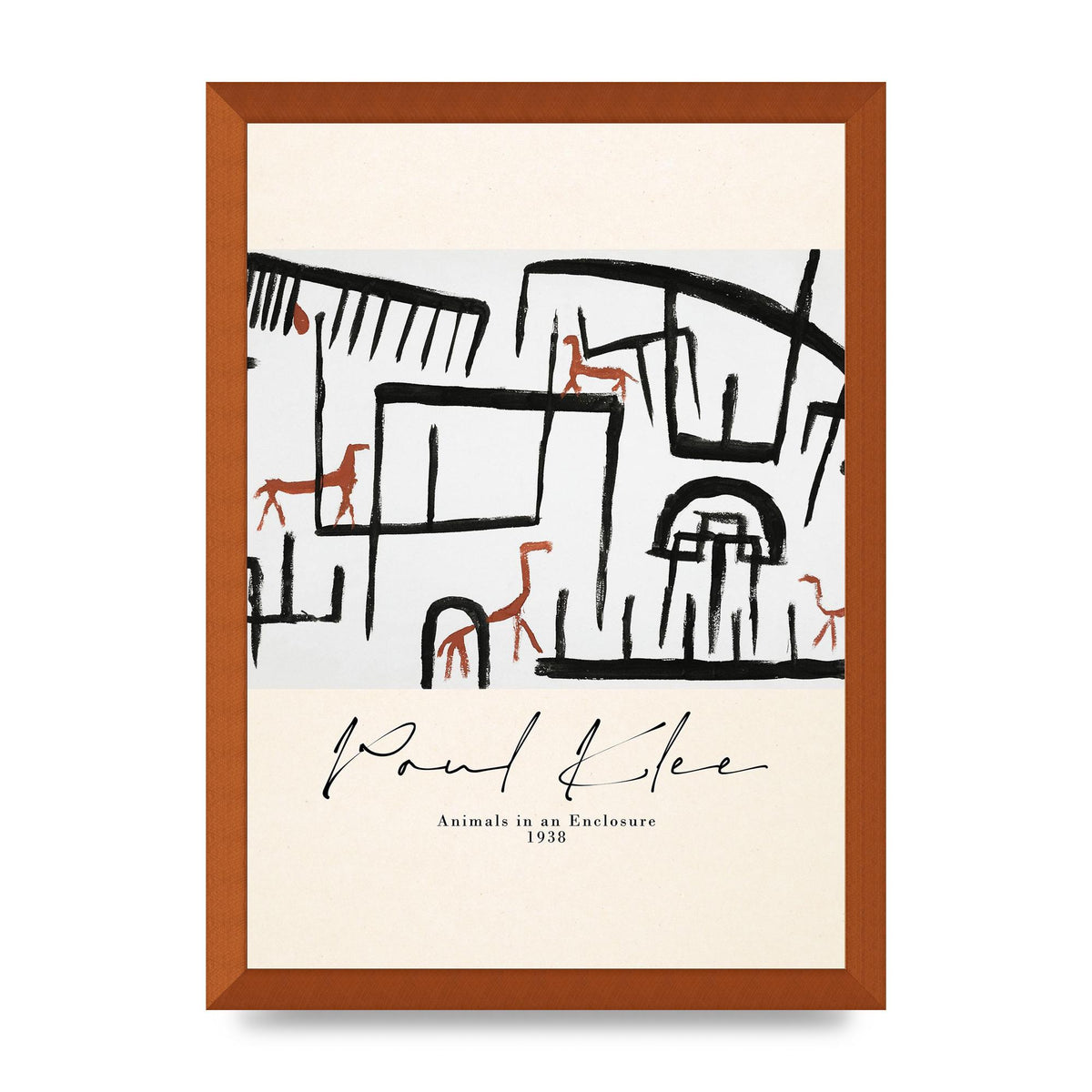 Paul Klee Animals In An Enclosure 1938 Printed Poster - A3 framed