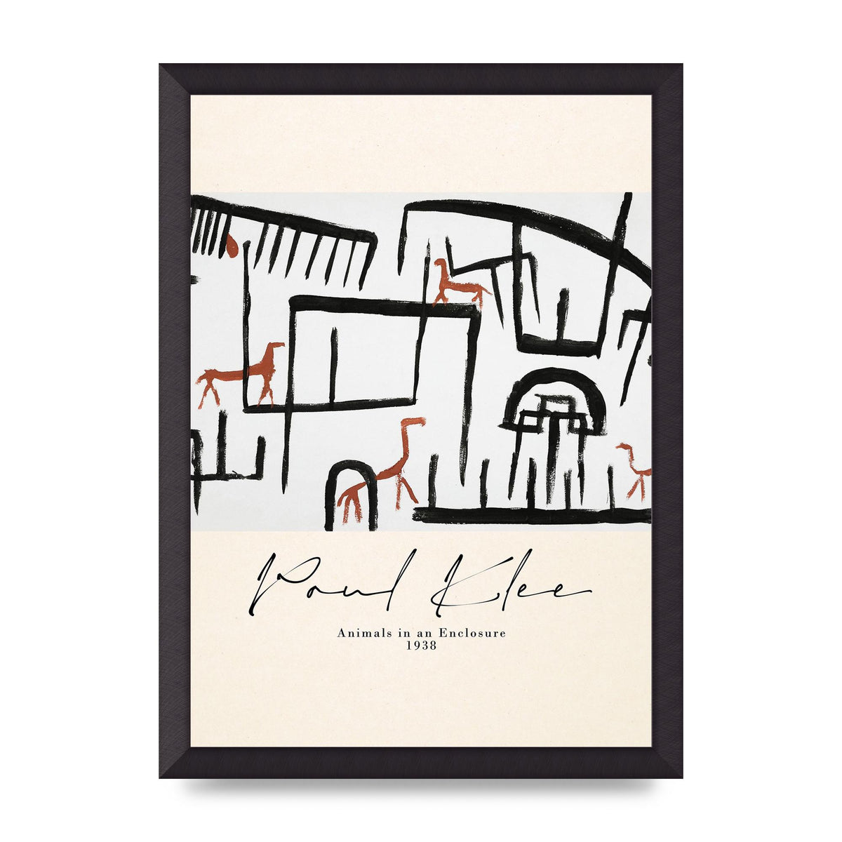 Paul Klee Animals In An Enclosure 1938 Printed Poster - A3 framed
